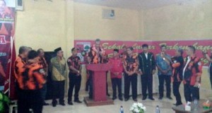 Sekretaris Pemuda Pancasila Sumut,  H. Firdaus Nasution menyampaikan pidato di Muscap PP Madina