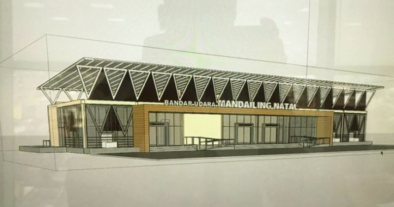 Sketsa gedung terminal bandara di Mandailing Natal