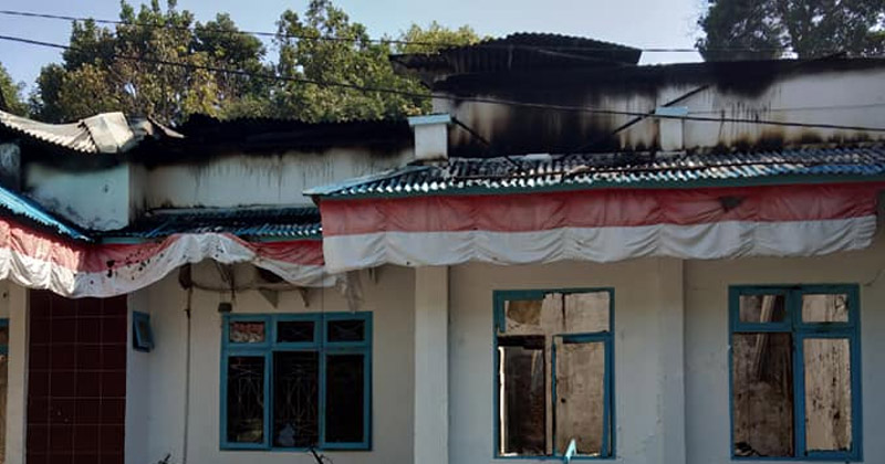 Gedung PMD Madina yang terbakar