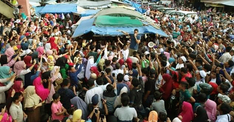 Sandiaga Uno di pasar Sagumpal Bonang Padangsidimpuan