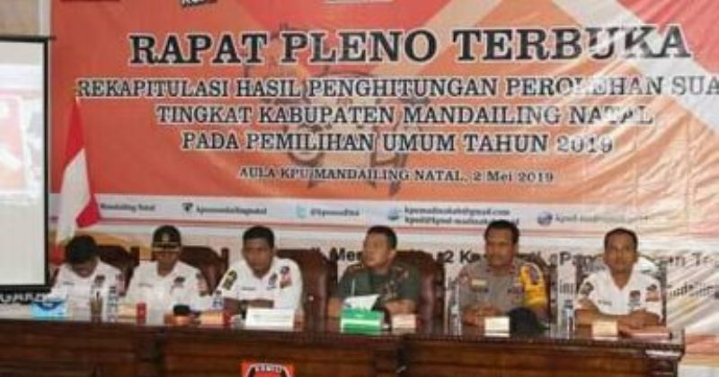 Rapat pleno KPU Mandailing Natal Pemilu 2019