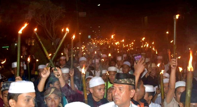 Pawai Obor menyambut 1 Muharram di Panyabungan tahun lalu