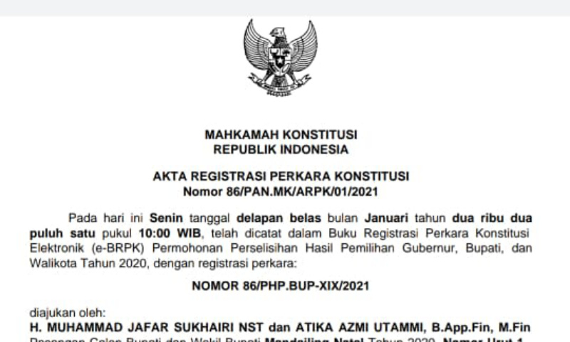 Gugatan SUKA Diterima MK, Jadwal Sidang Akan Ditetapkan