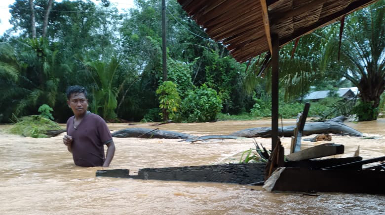 Arus Banjir di Halaman Rumah